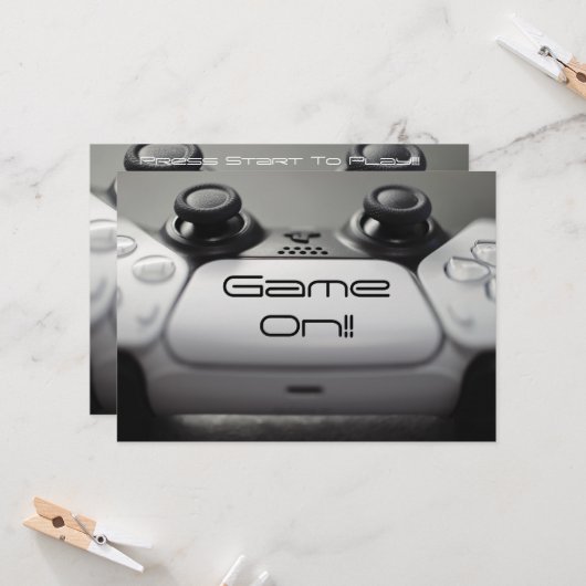 "Game ON!!" PlayStation-feest Kaart (Voorkant / Achterkant in situ)