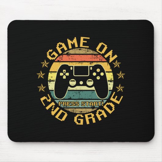 Game On Press Start 2e graad Terug naar school Muismat (Voorkant)