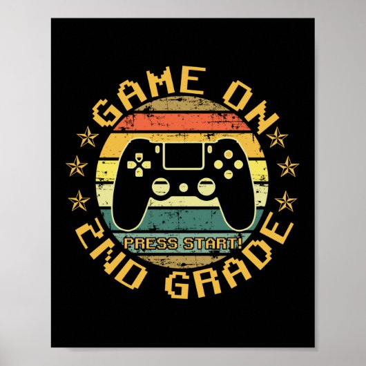 Game On Press Start 2e graad Terug naar school Poster (Voorkant)