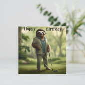 Game On: Sloth Golf Player Flat Verjaardag Kaart (Staand voorkant)
