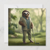 Game On: Sloth Golf Player Flat Verjaardag Kaart (Achterkant)