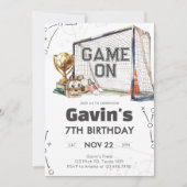 Game On Soccer Boy Birthday Kaart (Voorkant)