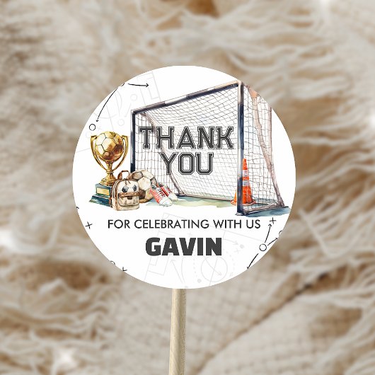 Game On Soccer Boy Birthday Ronde Sticker