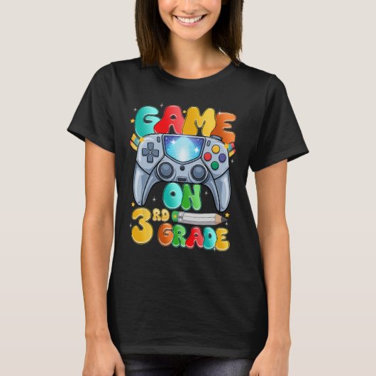 Game On Third 3rd Grade Terug naar school niveau o T-shirt (Voorkant)