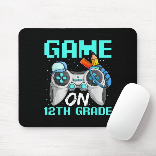 Game On Twelfth Grade Shirts, Funny Gamer Boy Back Muismat (Met muis)