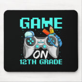 Game On Twelfth Grade Shirts, Funny Gamer Boy Back Muismat (Voorkant)