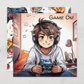 Game On! Video Boy's Gaming verjaardag Kaart (Voorkant / Achterkant)