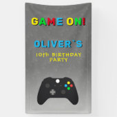Game On Video Controller Gamen Verjaardagsfeestje Spandoek (Verticaal)
