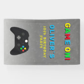 Game On Video Controller Gaming Verjaardagsfeest Spandoek (Horizontaal)