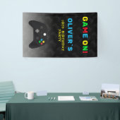 Game On Video Controller Gaming Verjaardagsfeestje Spandoek (Beurs)