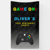Game On Video Controller Gaming Verjaardagsfeestje Spandoek (Verticaal)