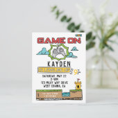 Game On Video Game Birthday Briefkaart Uitnodiging (Staand voorkant)