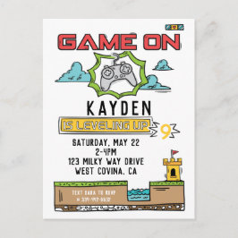 Game On Video Game Birthday Briefkaart Uitnodiging