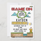 Game On Video Game Birthday Uitnodiging (Voorkant)
