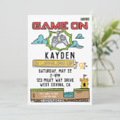 Game On Video Game Birthday Uitnodiging (Staand voorkant)