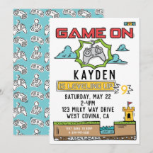 Game On Video Game Birthday Uitnodiging