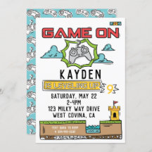 Game On Video Game Birthday Uitnodiging