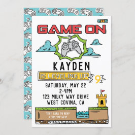 Game On Video Game Birthday Uitnodiging