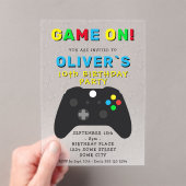 Game On Video Game Controller Gaming Birthday Acryl Uitnodigingen (Insitu (Draagbaar))