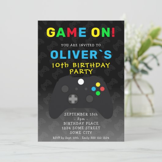 Game On Video Game Controller Gaming Birthday Kaart (Staand voorkant)