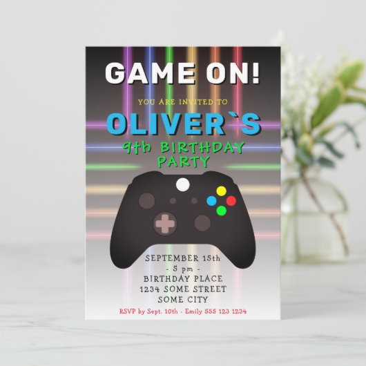 Game On Video Game Controller Gaming Birthday Kaart (Staand voorkant)