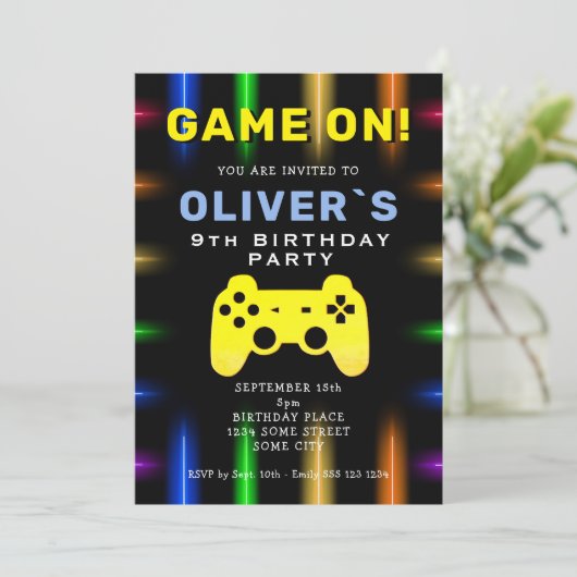 Game On Video Game Controller Gaming Birthday Kaart (Staand voorkant)