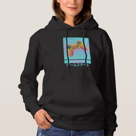Game On Video Game Controller Retro Vaporwave Japa Hoodie (Voorkant)