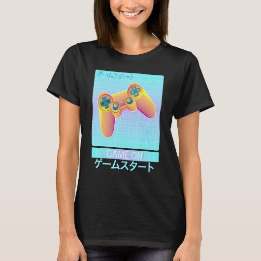 Game On Video Game Controller Retro Vaporwave Japa T-shirt (Voorkant)