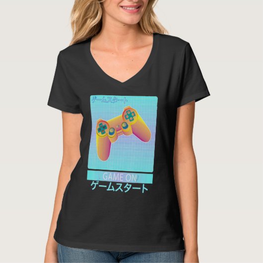 Game On Video Game Controller Retro Vaporwave Japa T-shirt (Voorkant)