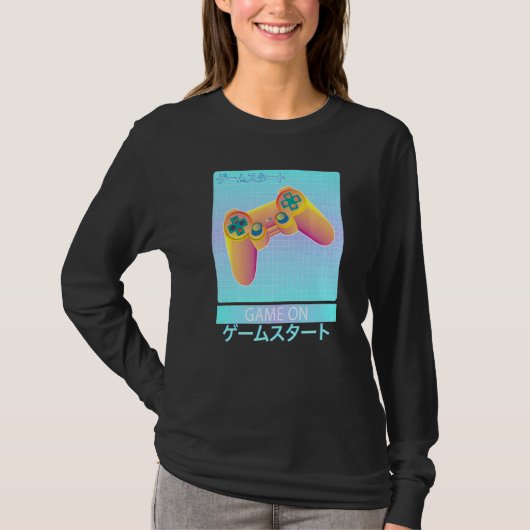 Game On Video Game Controller Retro Vaporwave Japa T-shirt (Voorkant)