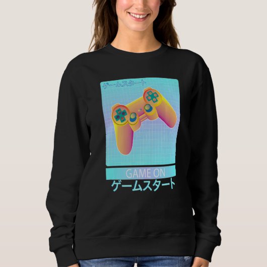 Game On Video Game Controller Retro Vaporwave Japa Trui (Voorkant)