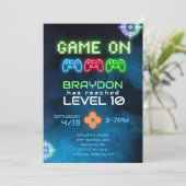 Game On Video Game Uitnodiging (Staand voorkant)