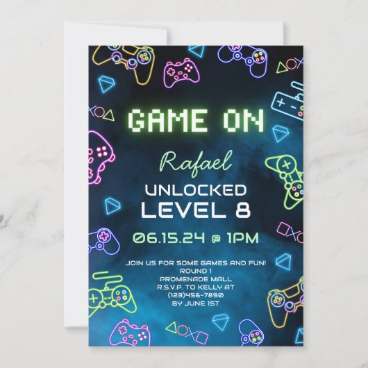 Game On Video Game Uitnodiging (Voorkant)