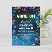 Game On Video Game Uitnodiging (Staand voorkant)