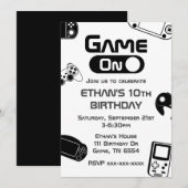 Game On Video Game Uitnodiging Verjaardag (Voorkant / Achterkant)