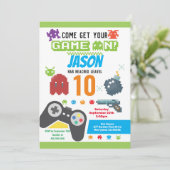 Game On Video Game Verjaardagsfeestje Kaart (Staand voorkant)