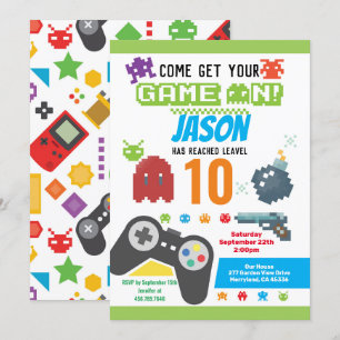 Game On Video Game Verjaardagsfeestje Kaart