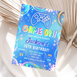 Game On Videogame Arcade VR Neon Boy Birthday Kaart