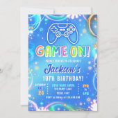 Game On Videogame Arcade VR Neon Boy Birthday Kaart (Voorkant)