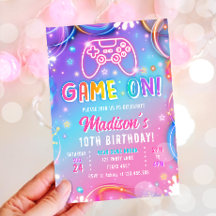 Game On Videogame Arcade VR Neon Meisje Verjaardag