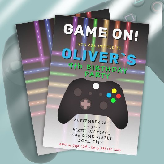 Game On Videogame Controller Gaming Verjaardag Kaart