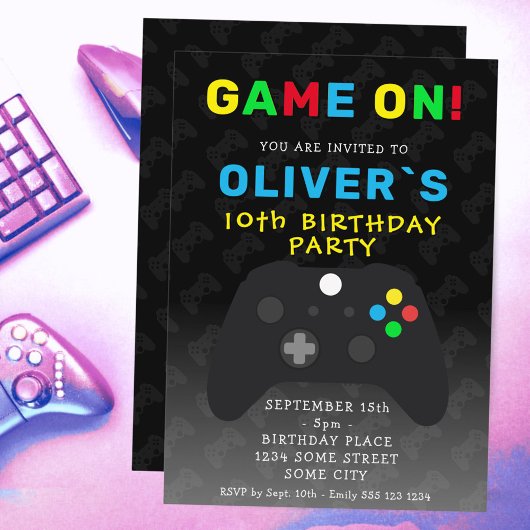 Game On Videogame Controller Gaming Verjaardag Kaart