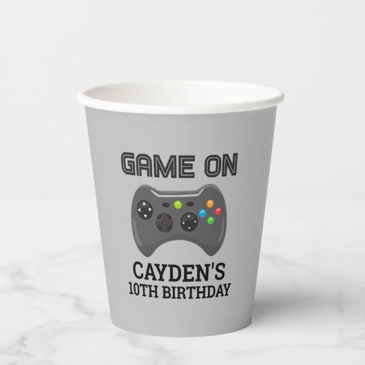 Game On Videogame-controller verjaardag Papieren B Bekers (Voorkant)