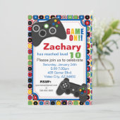 Game On! Videospel thema Verjaardagsfeest Uitnodig Kaart (Staand voorkant)