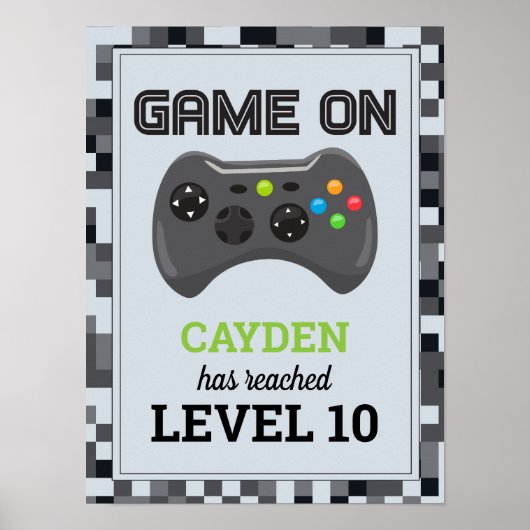 Game On Videospel Verjaardags poster Level Up (Voorkant)