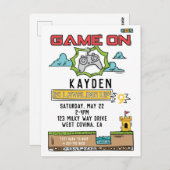 Game On Videospel Verjaardagskaart Uitnodiging (Voorkant / Achterkant)