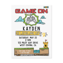 Game On Videospel Verjaardagskaart Uitnodiging