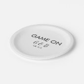 Game on voeg koppelnaam huwelijksfeest plaats stad papieren bordje (Gekanteld)