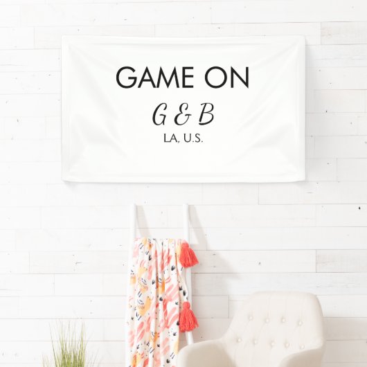 Game on voeg naam koppel huwelijksfeest plaats sta spandoek (Insitu)
