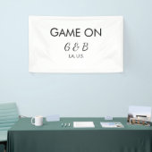 Game on voeg naam koppel huwelijksfeest plaats sta spandoek (Beurs)
